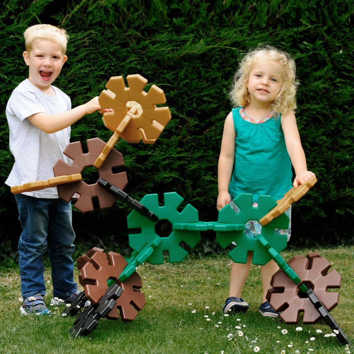 Giant Octoplay Set - 21-delig | Creatief Bouwen met Natuurlijke Kleuren + Opbergpaal